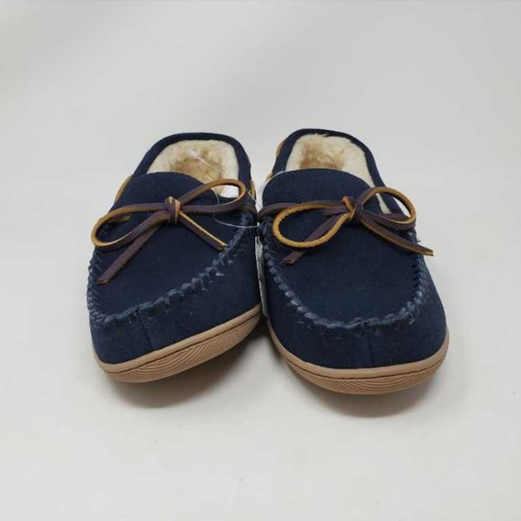 NEW MEN'S  J CREW CLASSIC SUEDE MOCCASIN SLIPPERS IN NAVY BLUE - Picture 3 of 7